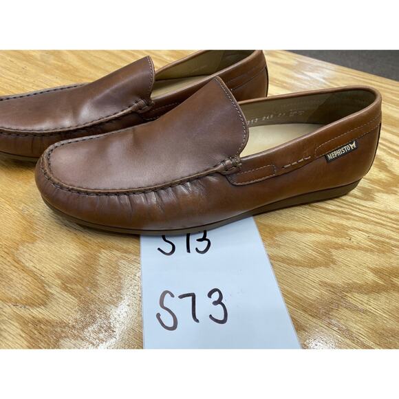 Mephisto Algoras Cognac Moccasin Loafers Men\'s 11 Brown Leather Slip-On Low Top